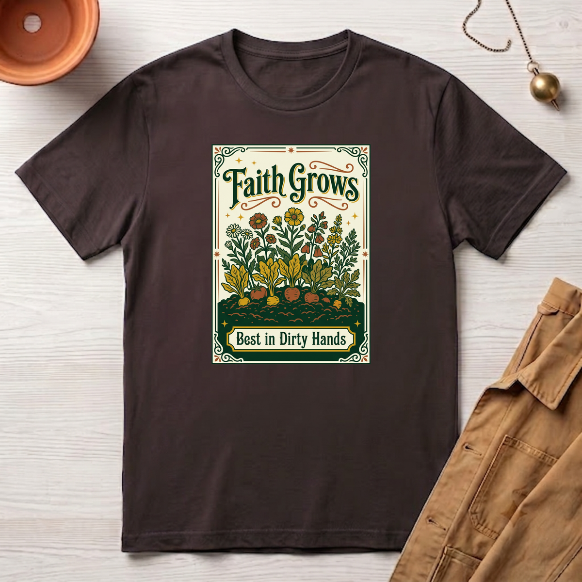 Faith Grows Best in Dirty Hands T-Shirt