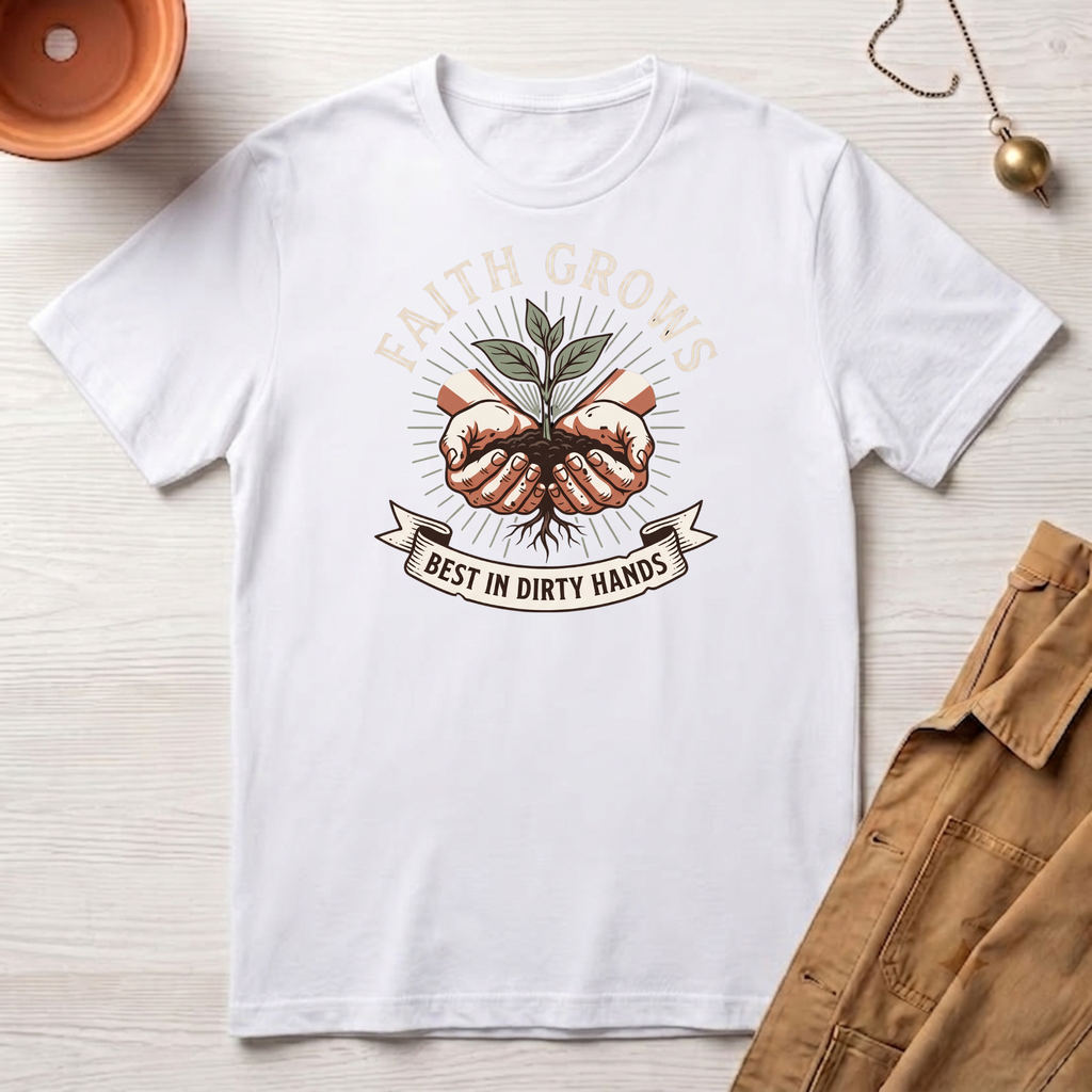 Faith Grows Best in Dirty Hands T-Shirt